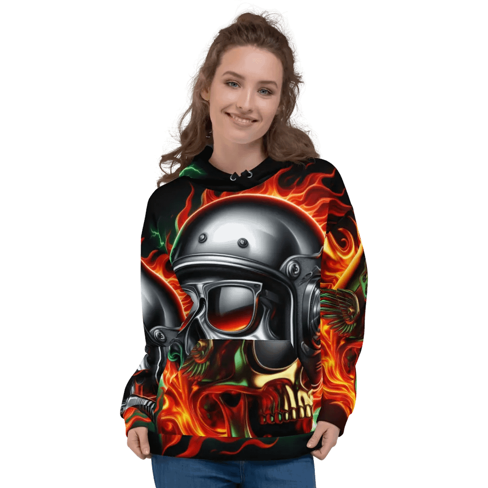 Flaming Skull - Unisex Skull Hoodie #50 product image (3)