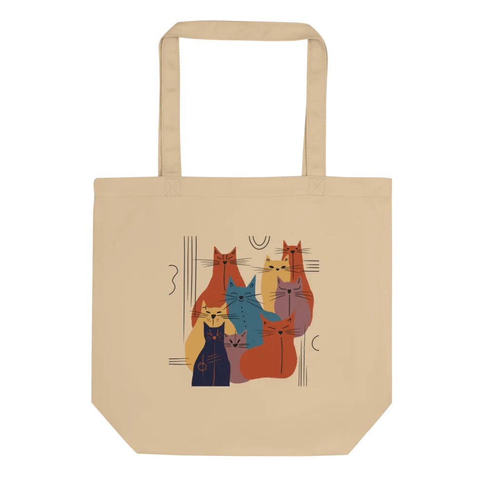 Hand-drawn abstract cat art - Red, Blue, Purple Eco-Friendly Canvas Tote Bag product image (2)
