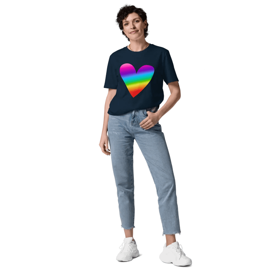 Rainbow Heart Stanley/Stella Organic Cotton T-Shirt product image (175)