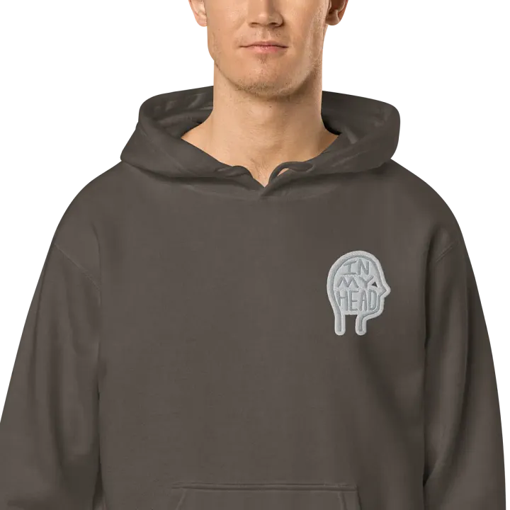 In My Head (L.C. grey bubble design 2) embroidered pigment hoodie product image (1)