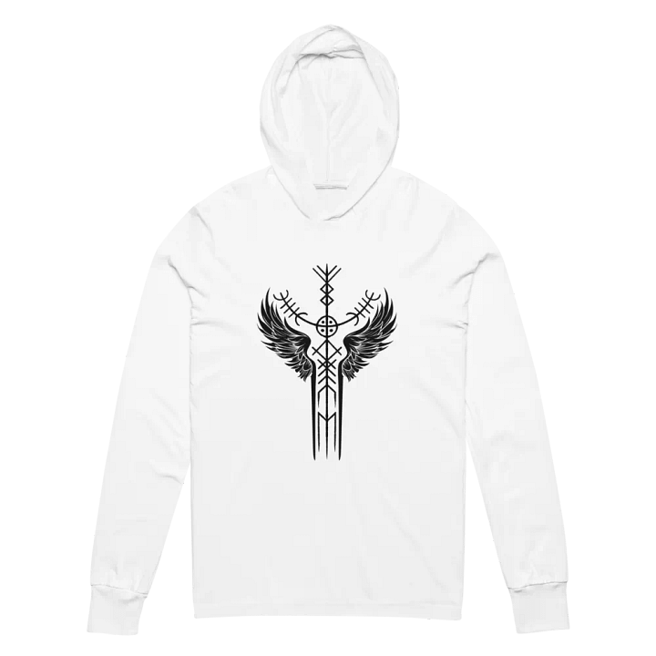 The Valkyrie Stave Hooded Long Sleeve Tee (black print) product image (2)