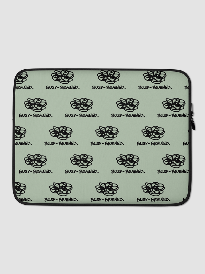 BUSY-BRAINED green laptop sleeve product image (1)