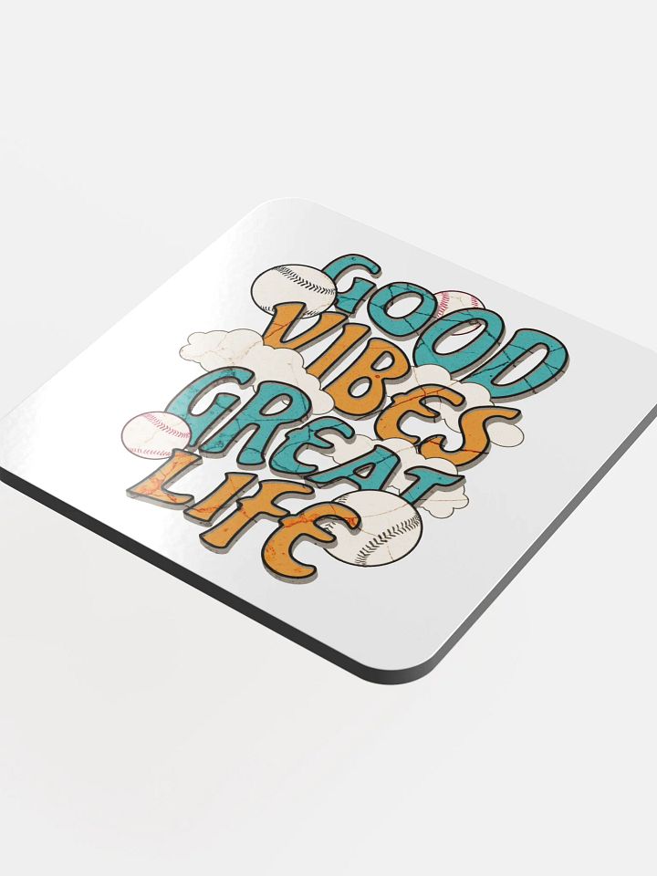 Good Vibes Great Life Baseball Coaster Set product image (1)