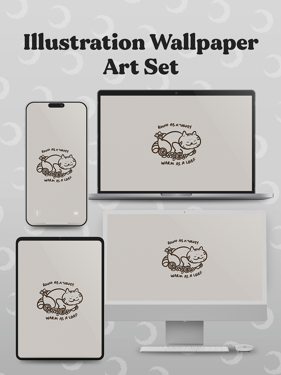 Turkey Cat 🌙 Illustration Wallpaper Art Set product image (2)
