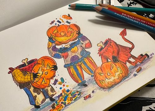 A few ‘candy monsters’ for this week’s @chaoticdrawalong - having some fun with color pencils.

#chaoticdrawalong #colorpenci...