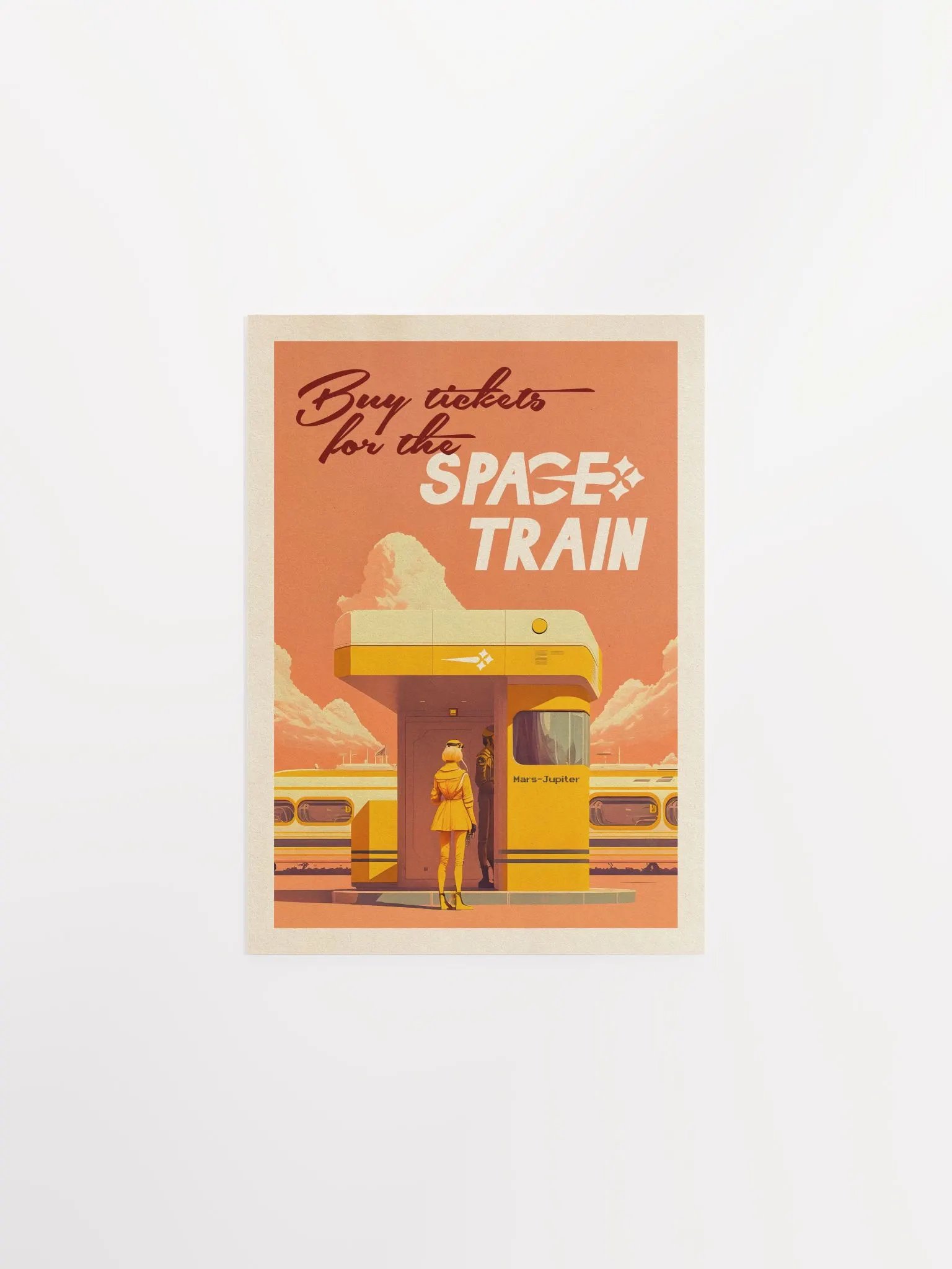 Buy ticket for the Space Train — Vintage space poster, retro space art, propaganda poster, retrofuturism art, retro sci-fi print product image (6)