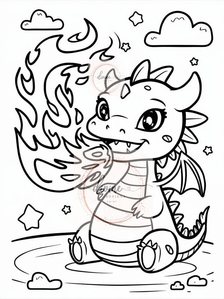 Cute dragon coloring page 2 product image (1)