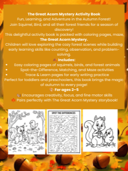 The Great Acorn Mystery Activity Book: Fall Coloring, Mazes, and Nature Fun for Kids Ages 2–5 product image (2)