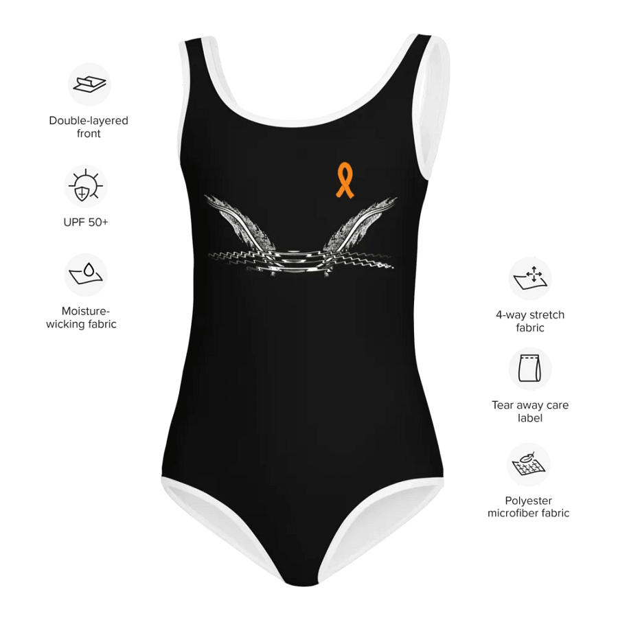 White HApex Gear White Logo Cancer Awareness Orange Ribbon. Black Kids Swimsuit product image (11)