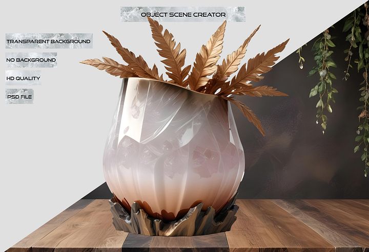 Romantic Elegance – Crystal Rose Vase PNG product image (2)