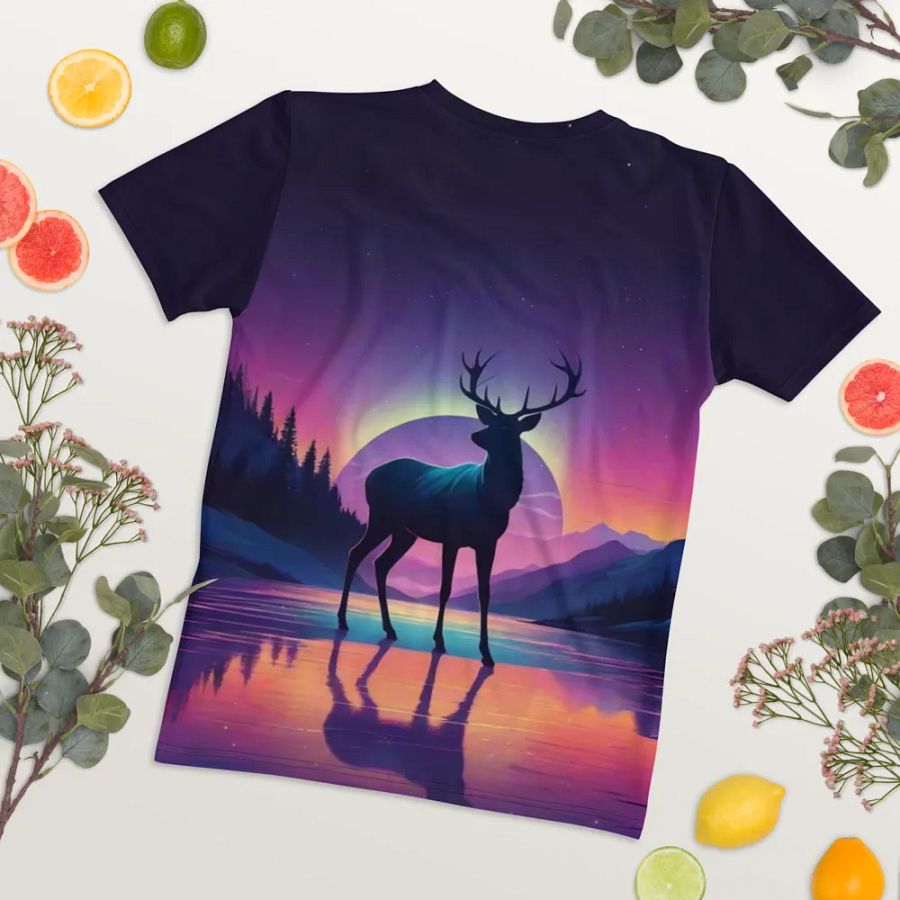 Deer at Sunset in the Wild All Over Print T-shirt product image (8)