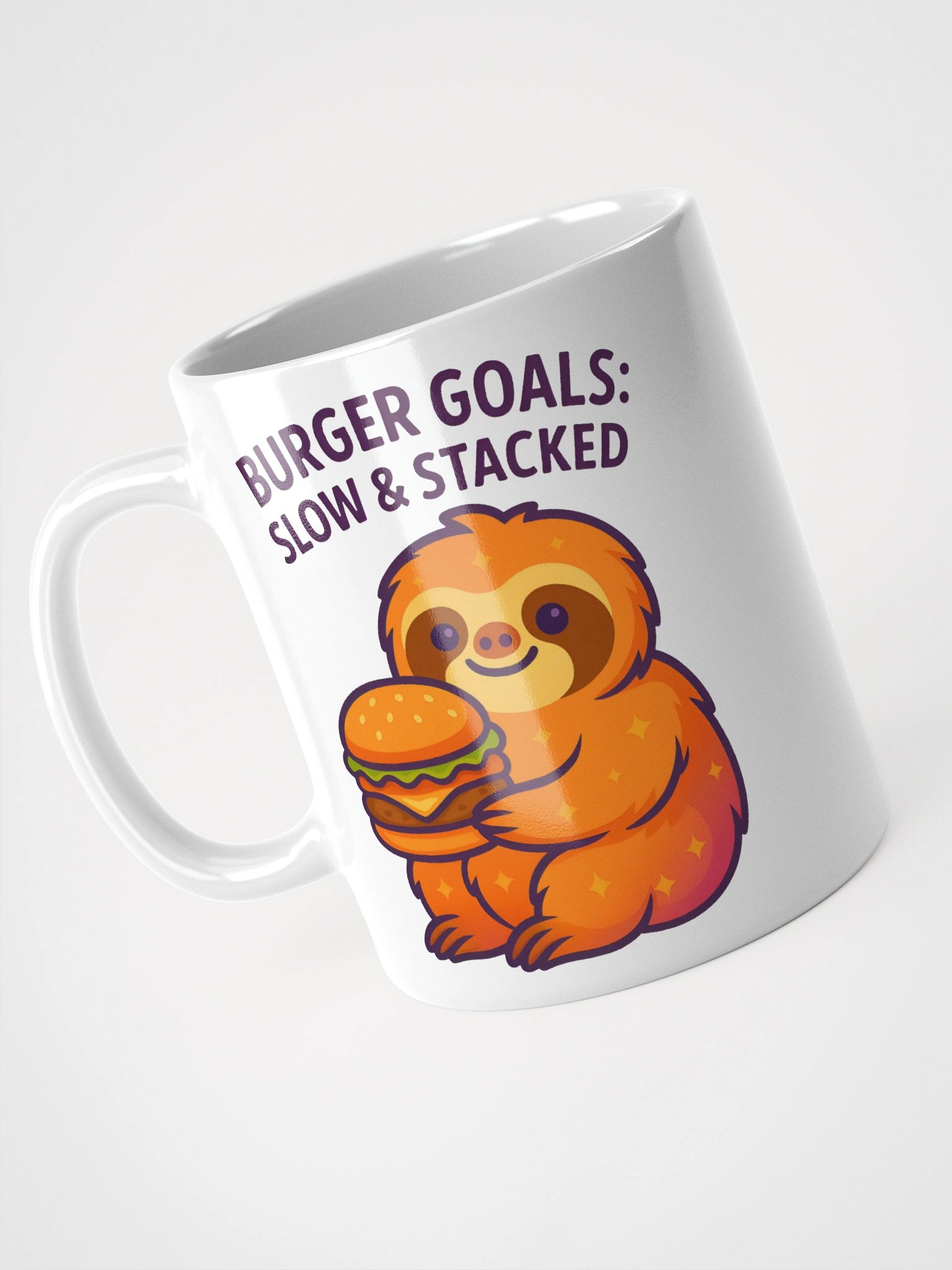 Burger Goals Sloth Mug – Funny Burger Coffee Cup for Foodies & Slow Mornings product image (3)