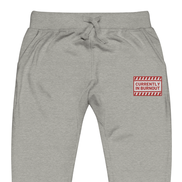CURRENTLY IN BURNOUT (red design) embroidered fleece joggers product image (1)