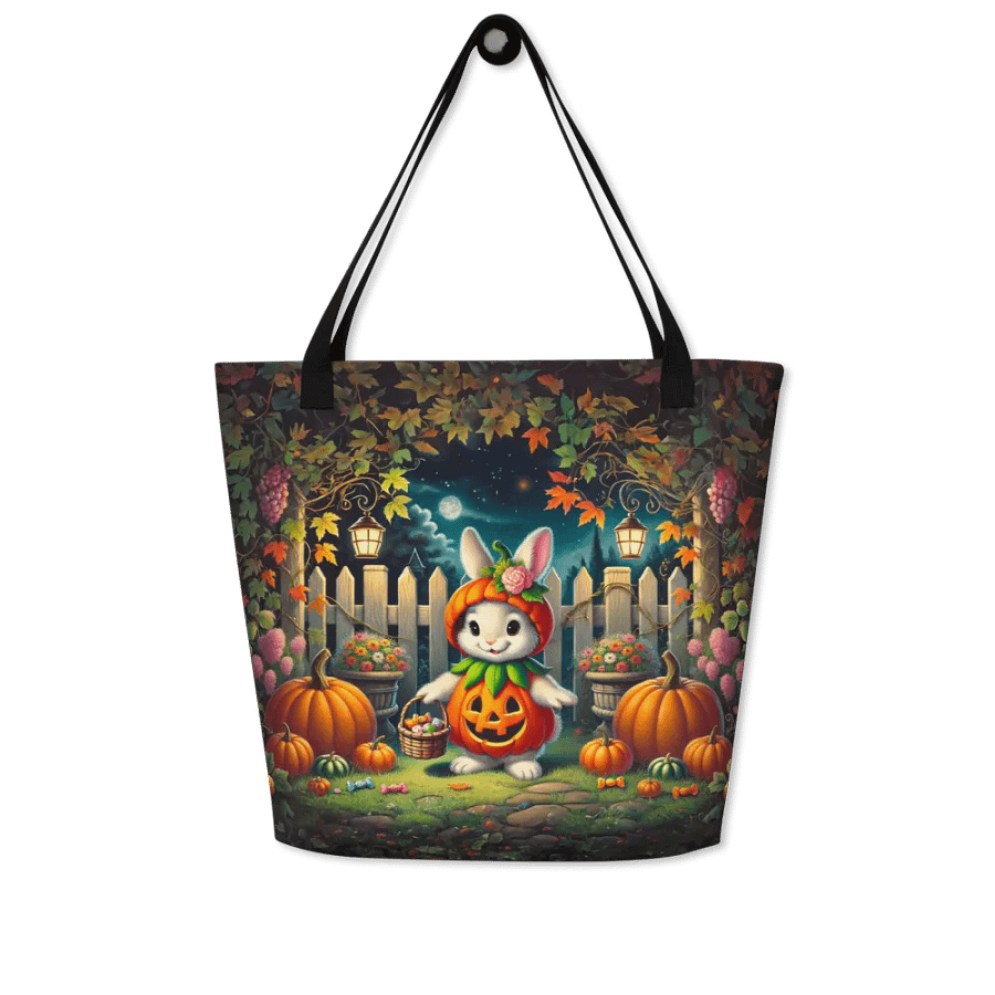 Whimsical Halloween Bunny Rabbit Pumpkin Patch Tote Bag product image (5)