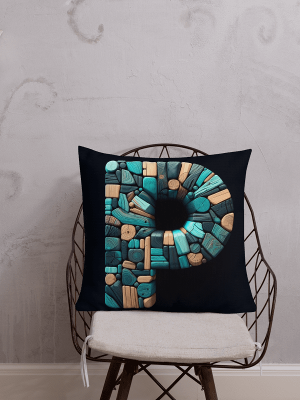 Mosaic Letter P Premium Pillow | AI Design initial P product image (1)