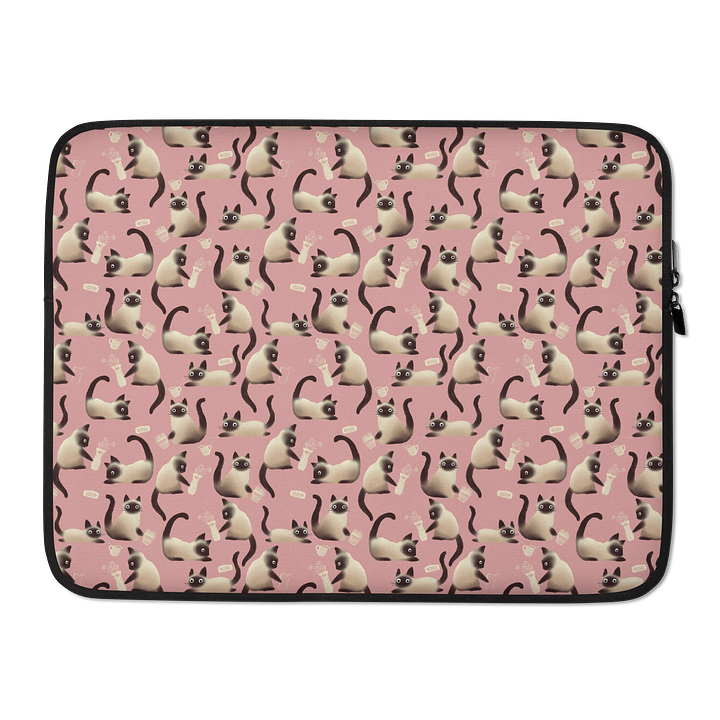 Bad Siamese Cats Knocking Stuff Over Laptop Sleeve, Pink product image (2)