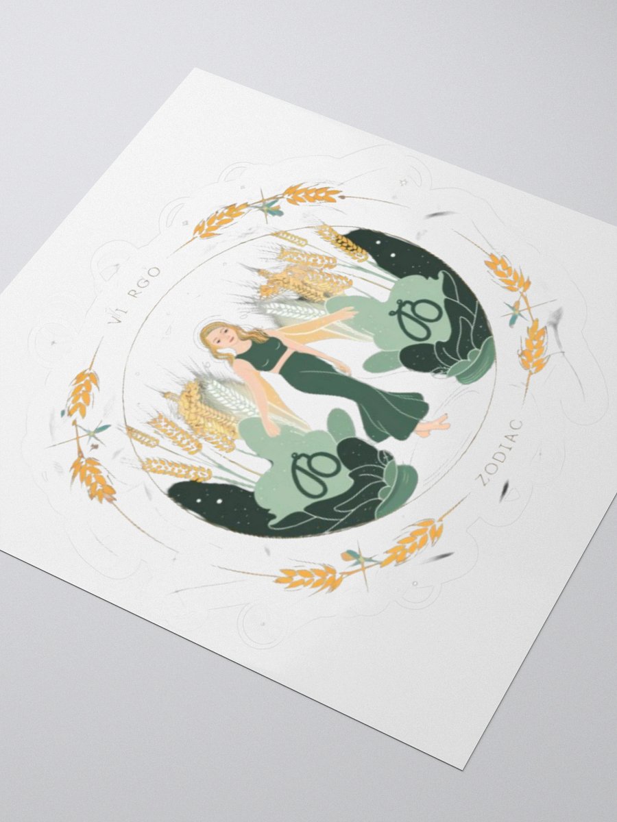 Virgo Zodiac Sticker - Maiden with Wheat & Floral - Vinyl product image (9)