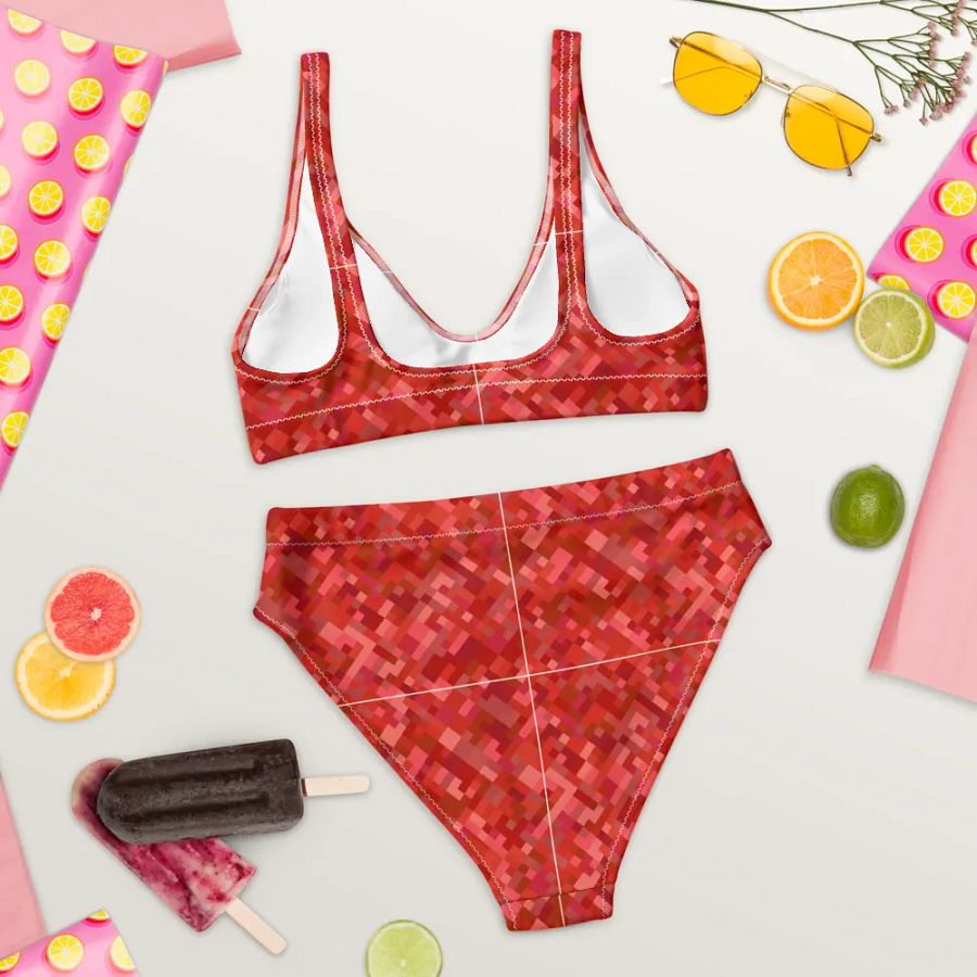 Colorful Mosaic Pattern Design High Waisted Bikini - v4 product image (8)