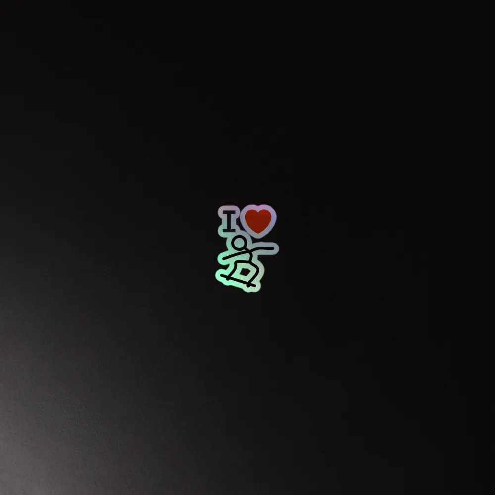 I Heart Stick Figure SK8er Holographic Sticker product image (4)