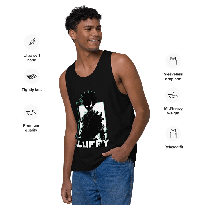 Shadowed Vigilance: LUFFY Anime Glitch Design Tank Top product image (1)