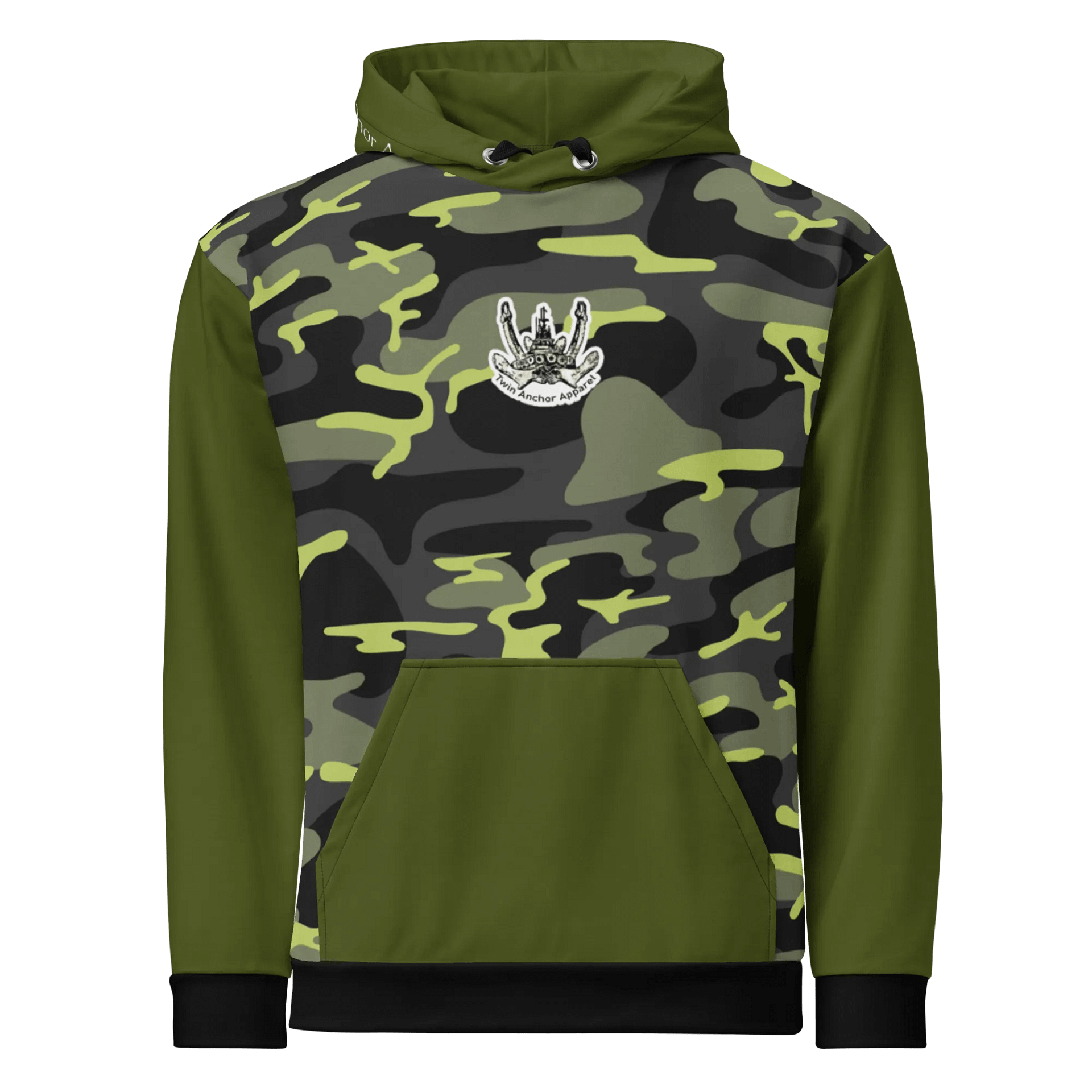 Green & Camouflage Twin Anchor Logo Hoodie product image (1)