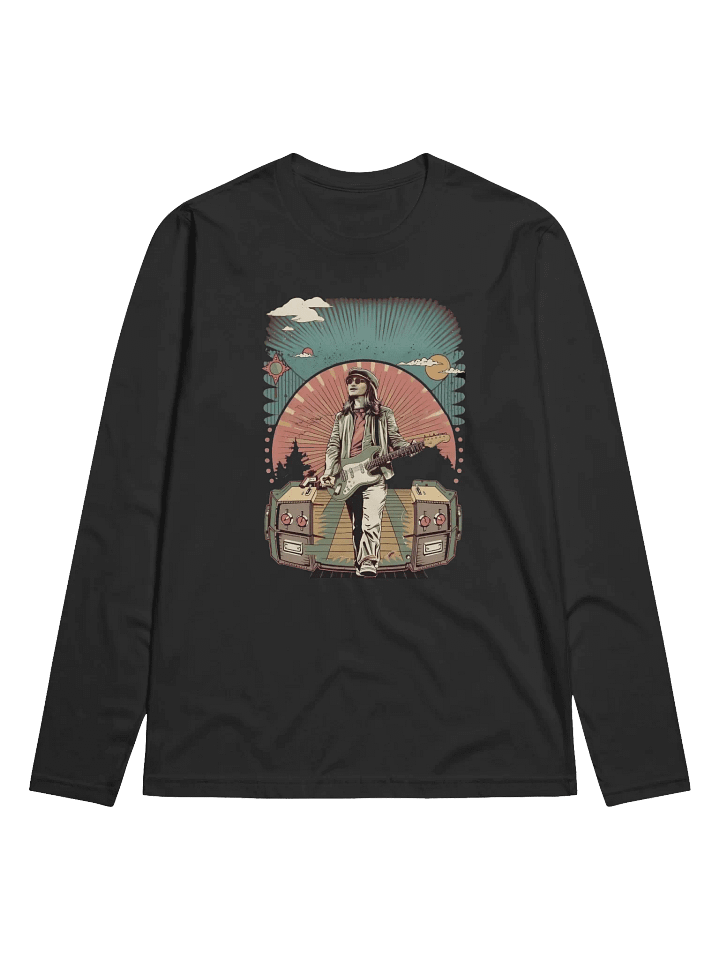 Vintage 70's Style Guitarist Soft Long Sleeve Crew Neck T-Shirt product image (1)