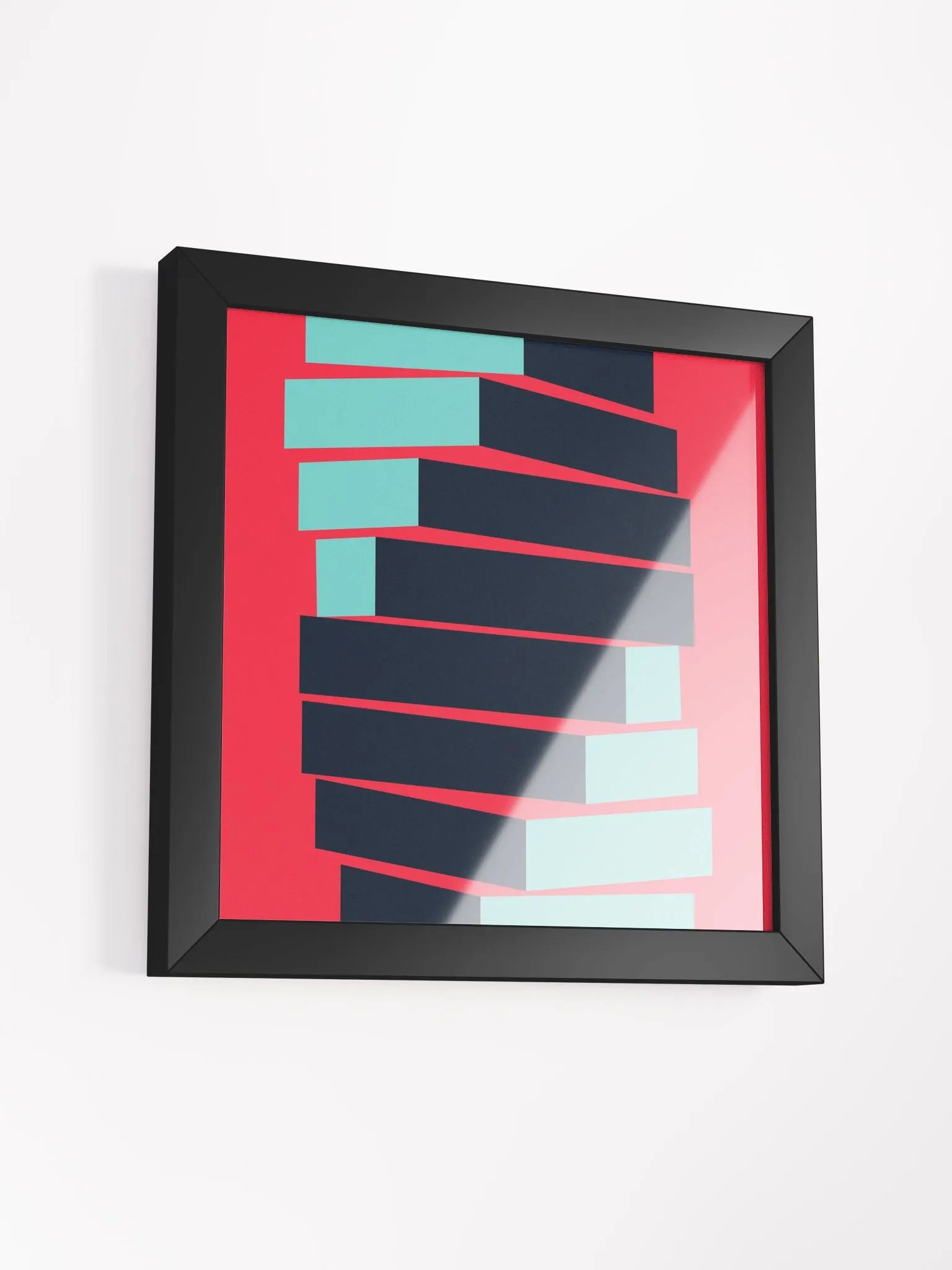 Dynamic Staggered Teal and Black Framed Poster product image (38)