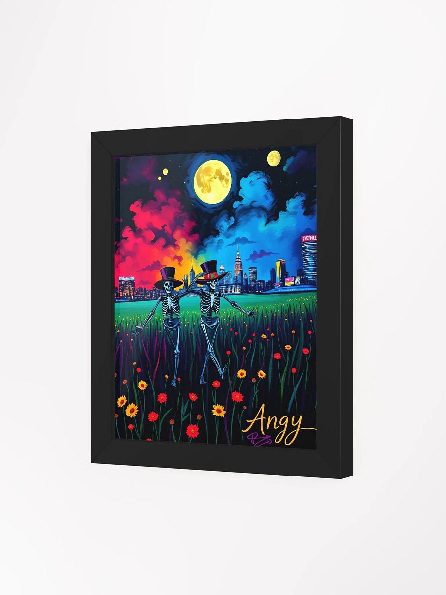 Iconic GD Skeletons dancing in the moonlight, vibrant Ayous Wood Framed Matte Poster product image (15)
