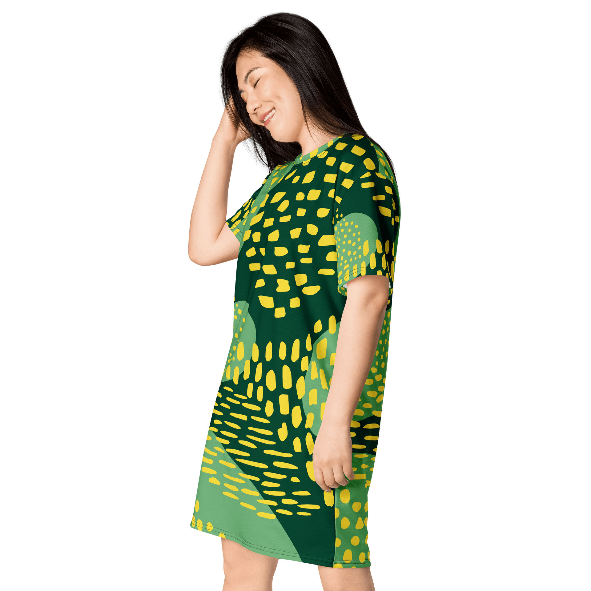Bold Abstract Print T-Shirt Dress - Oversized Fit, Stretchy & Comfortable product image (3)