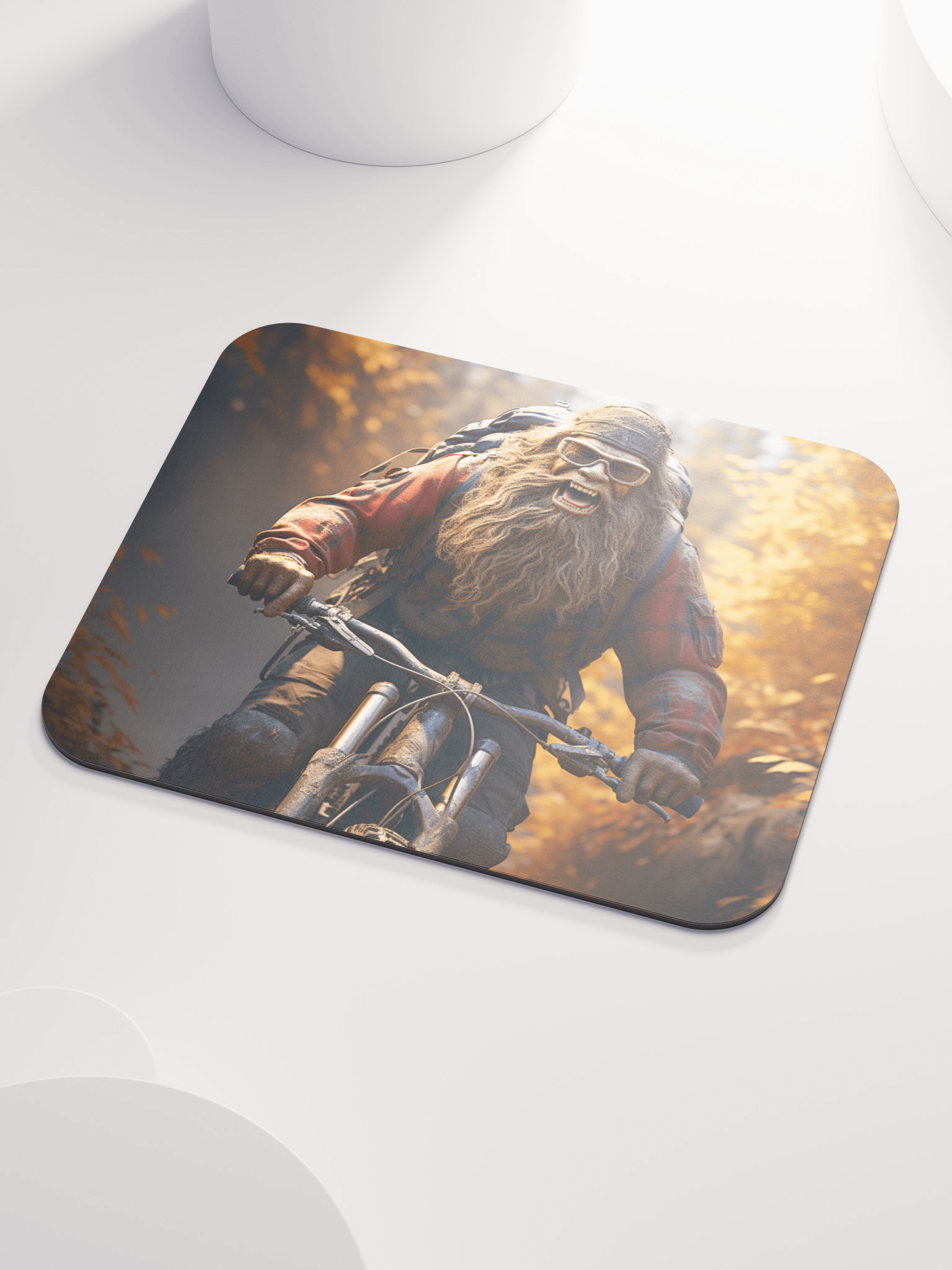 Bigfoot on a mountain bike - Rectangular Mouse Pad product image (2)