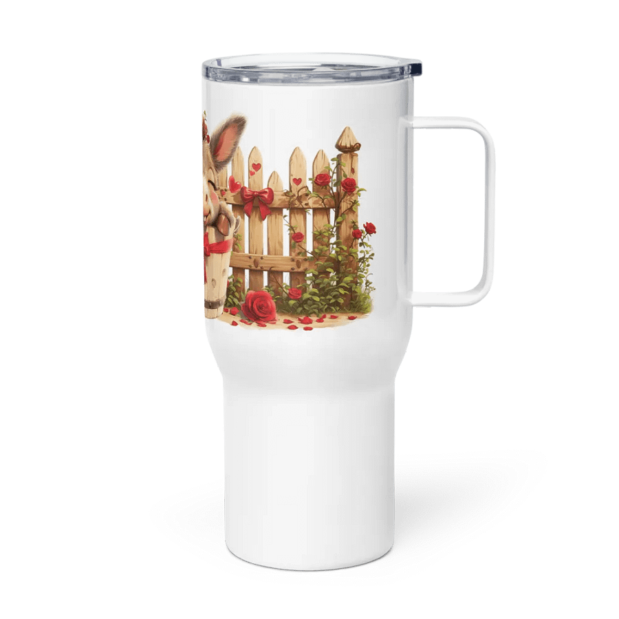Whimsical Valentine Donkey and Hen Travel Mug product image (3)