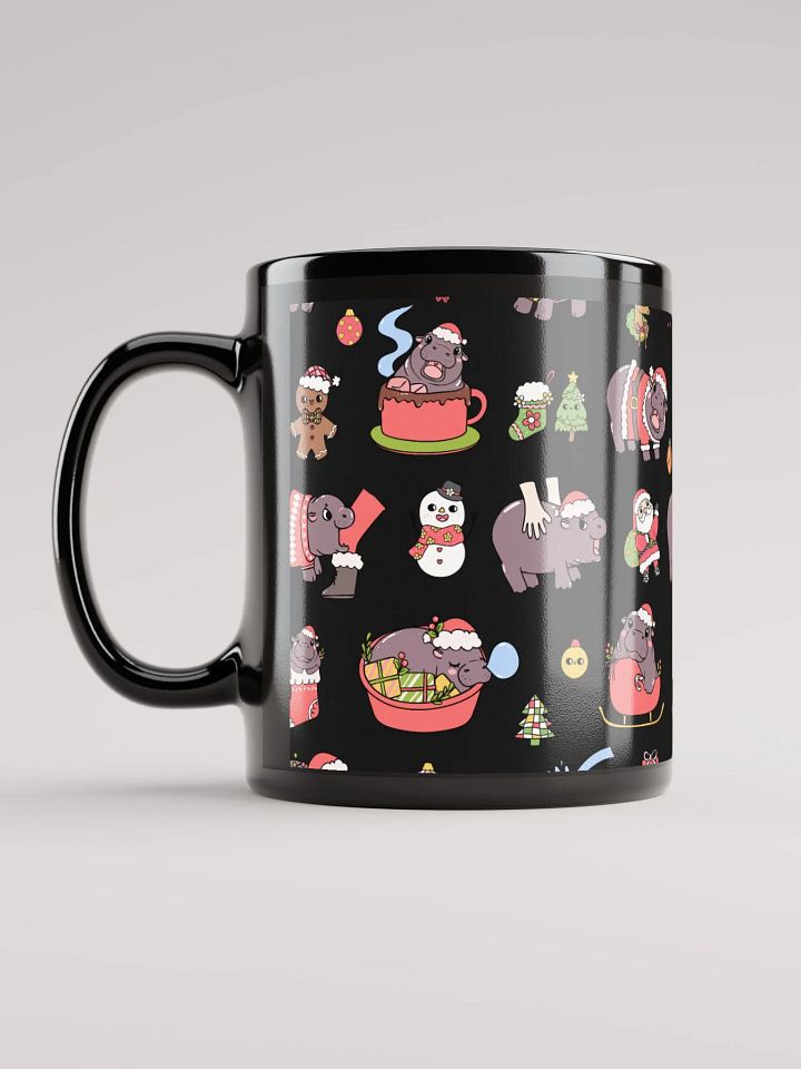 MOODENG'S CHRISTMAS BLACK GLOSSY MUG! product image (1)