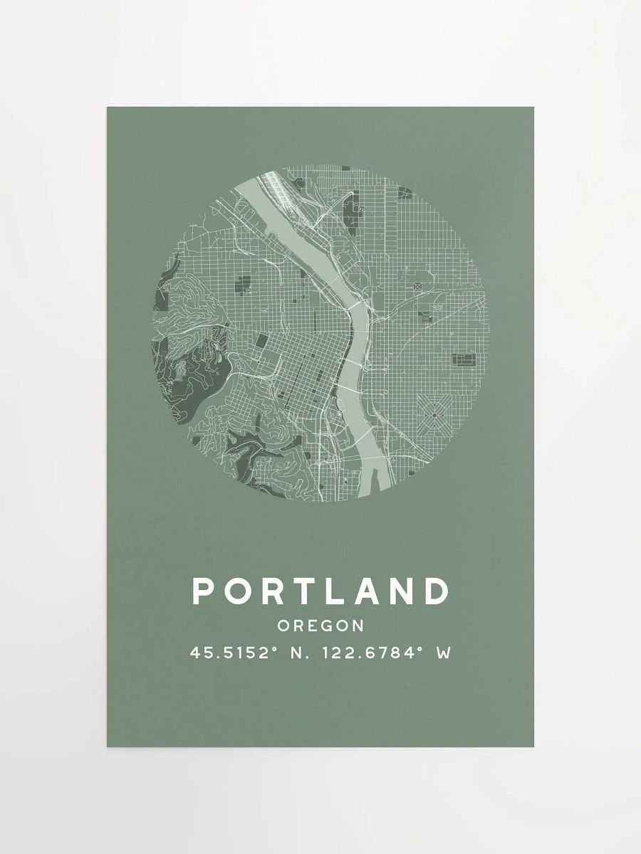 Portland Street Map Poster – Sage Green Minimalist Circular City Art product image (4)