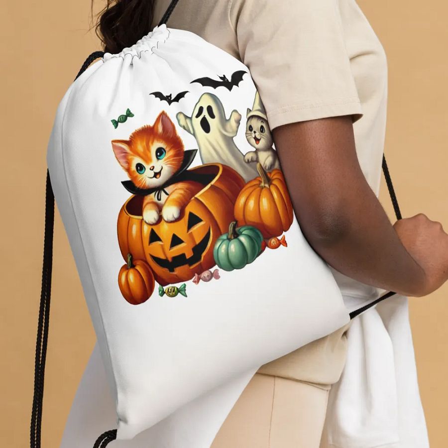 Kittens and Ghost Drawstring Bag product image (4)