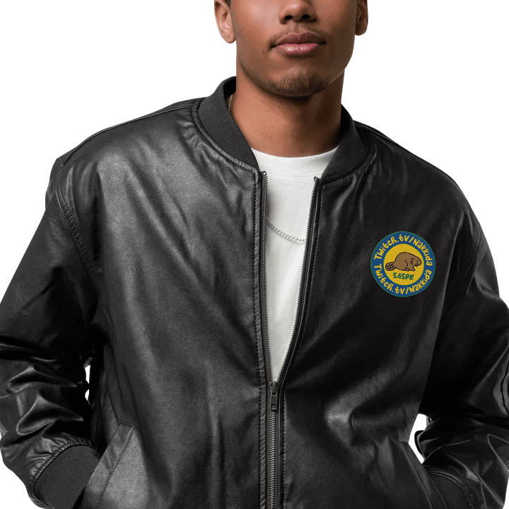 Embroidered SASPR Faux Leather Bomber product image (2)