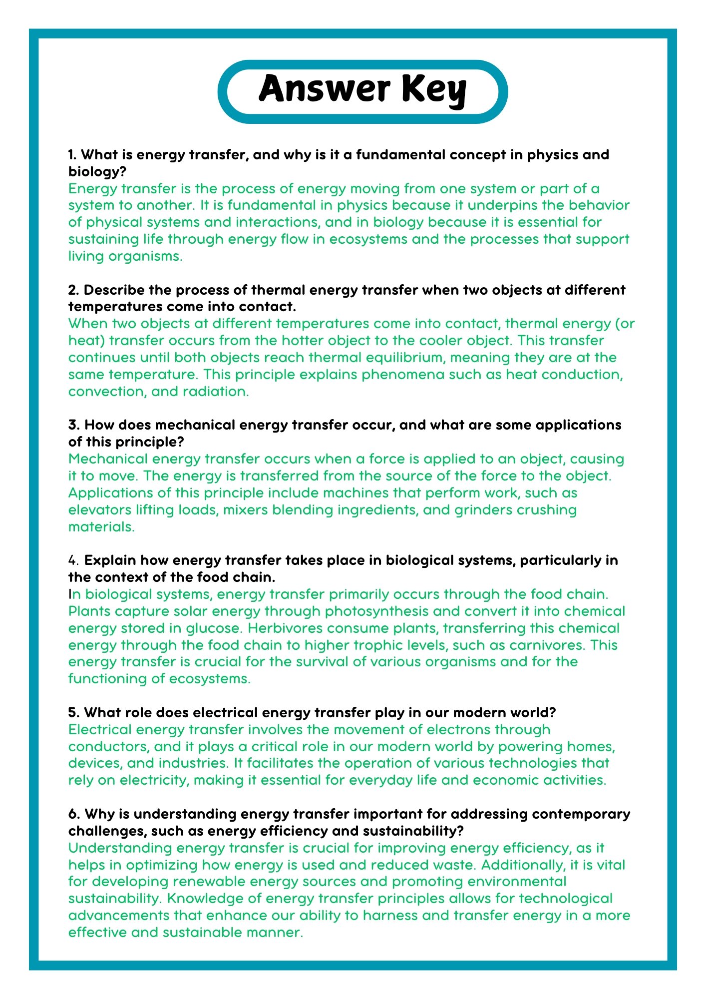 Energy Transfer Reading Passage with Questions Worksheet product image (4)