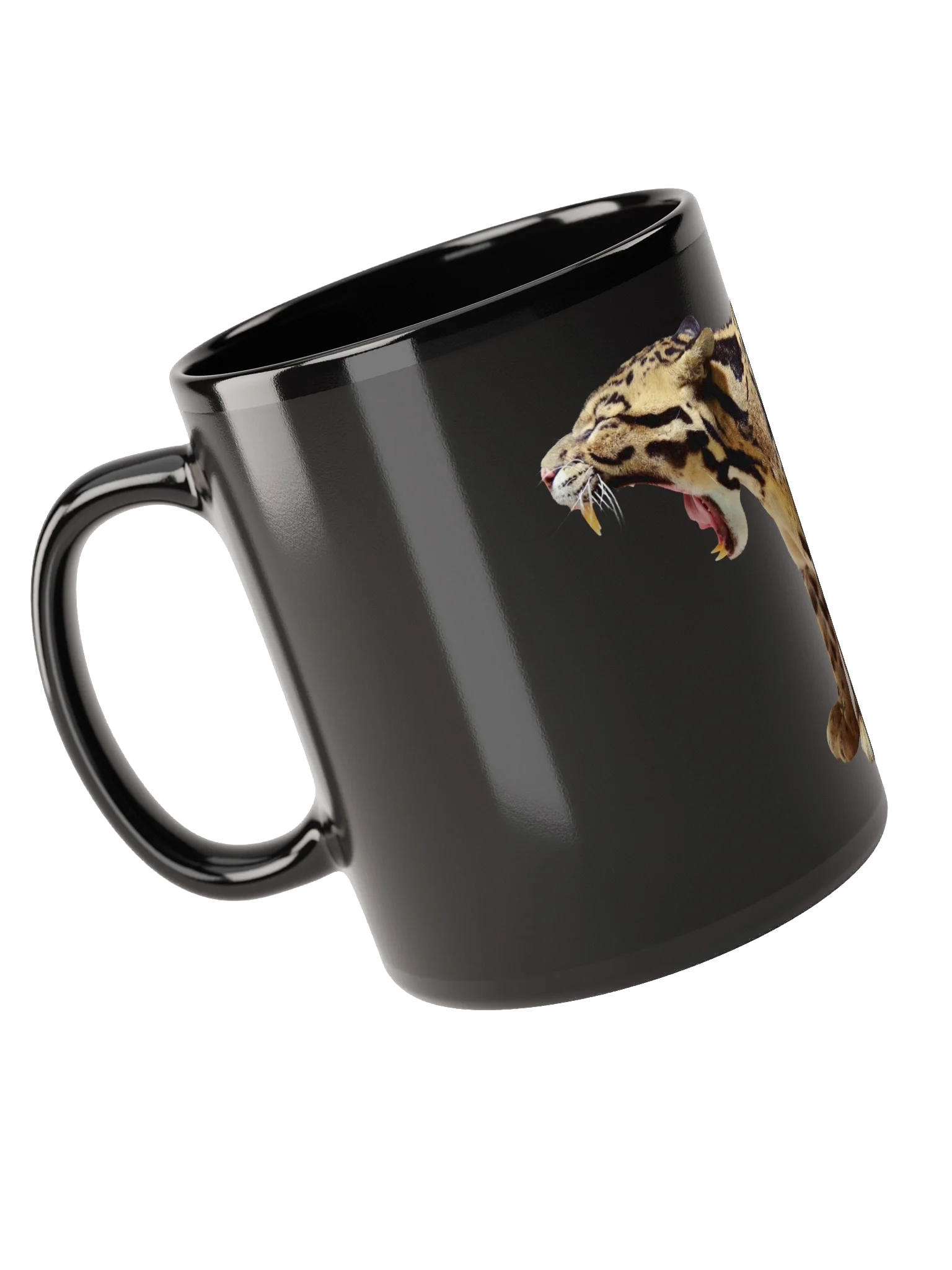 Keramiktasse schwarz - gähnende Raubkatze product image (3)