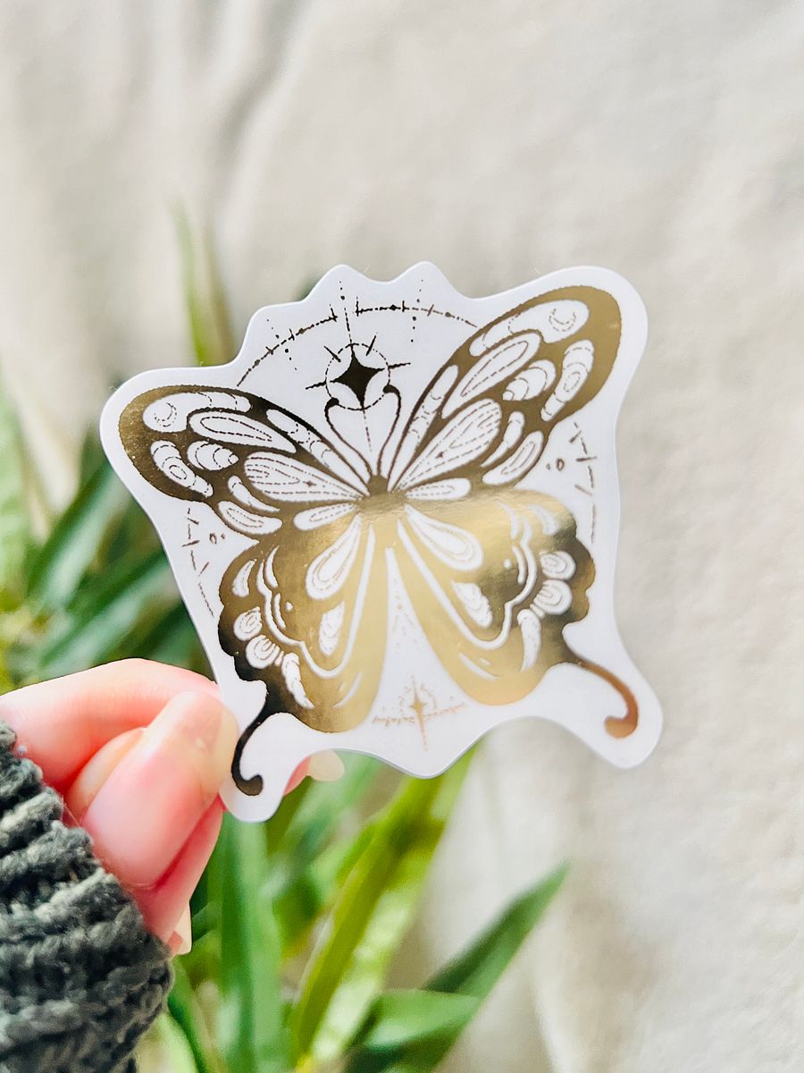 Celestial Moth Clear Gold Foil Sticker product image (4)