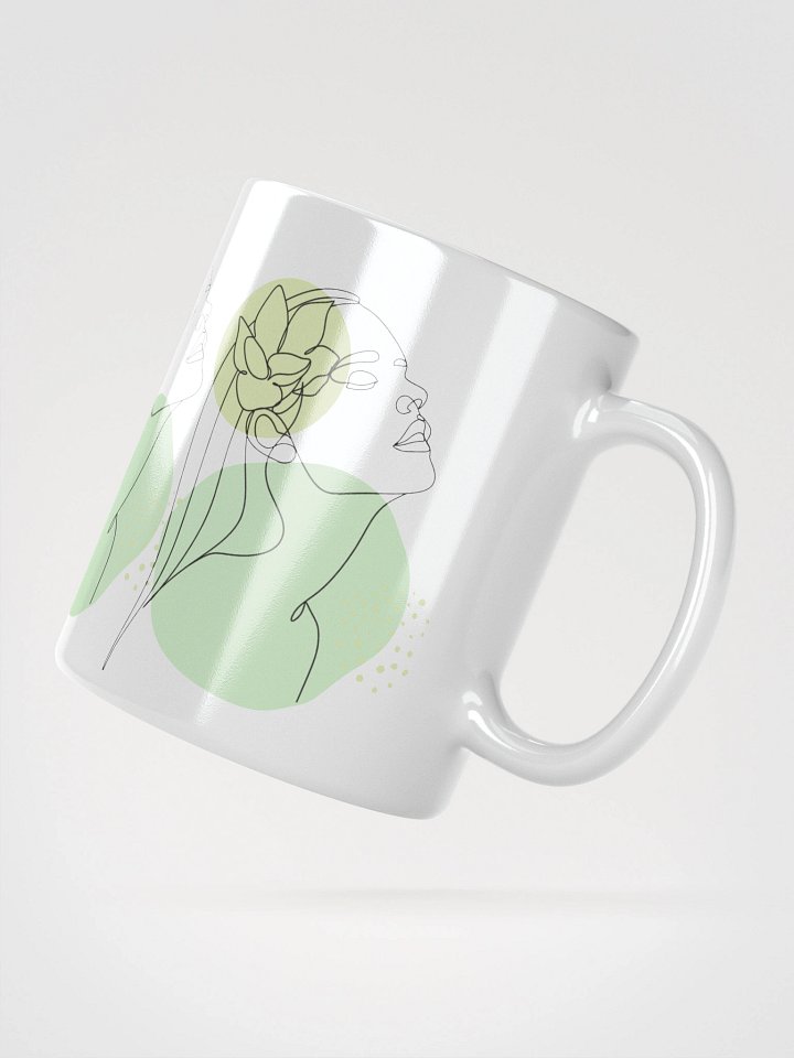 Mug Blanc Equilibre Femme Vert Doux - Renouveau Vital - Idée Cadeau Raffiné product image (2)