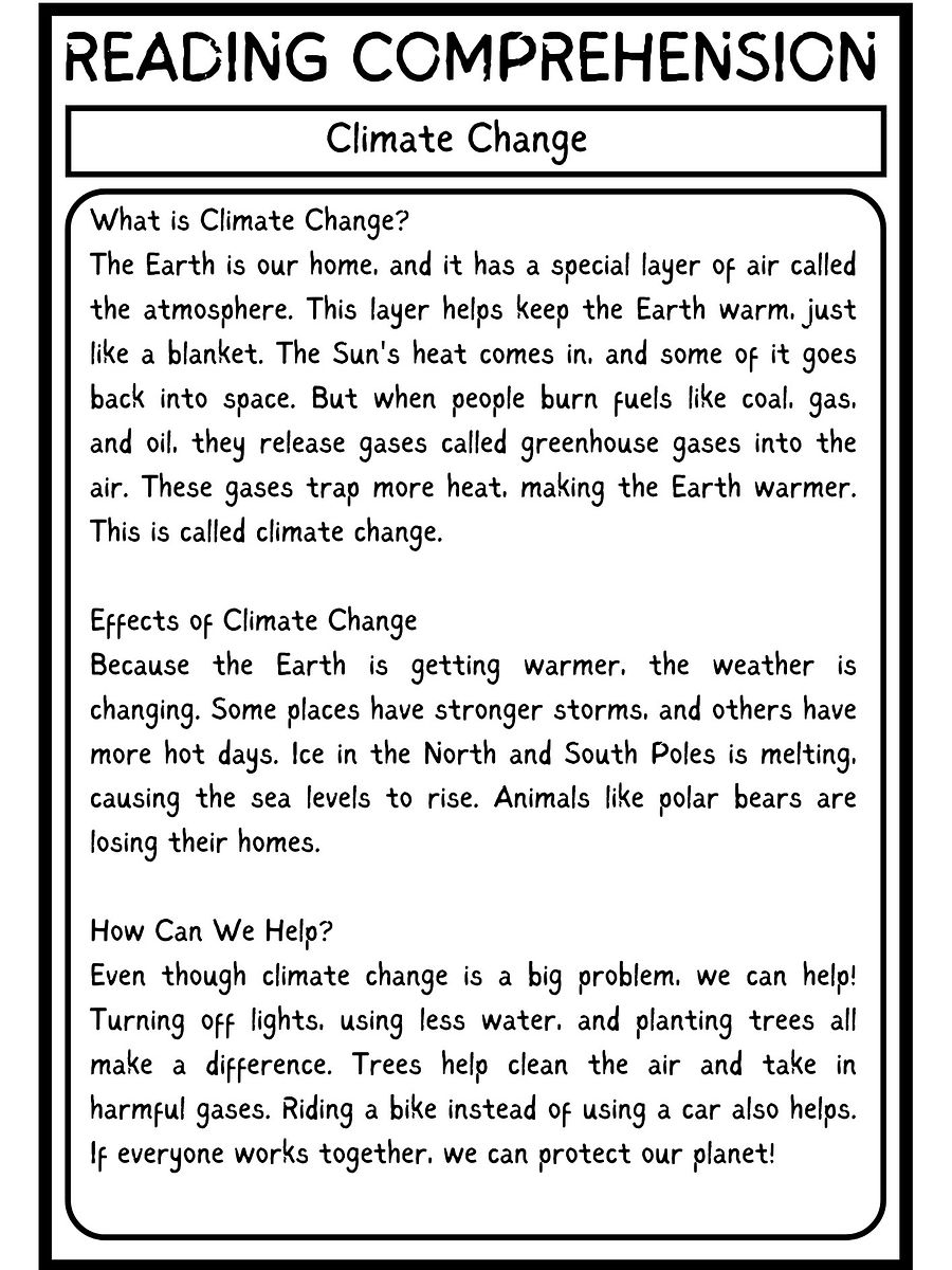 Climate Change Reading Comprehension for 4th-6th product image (2)