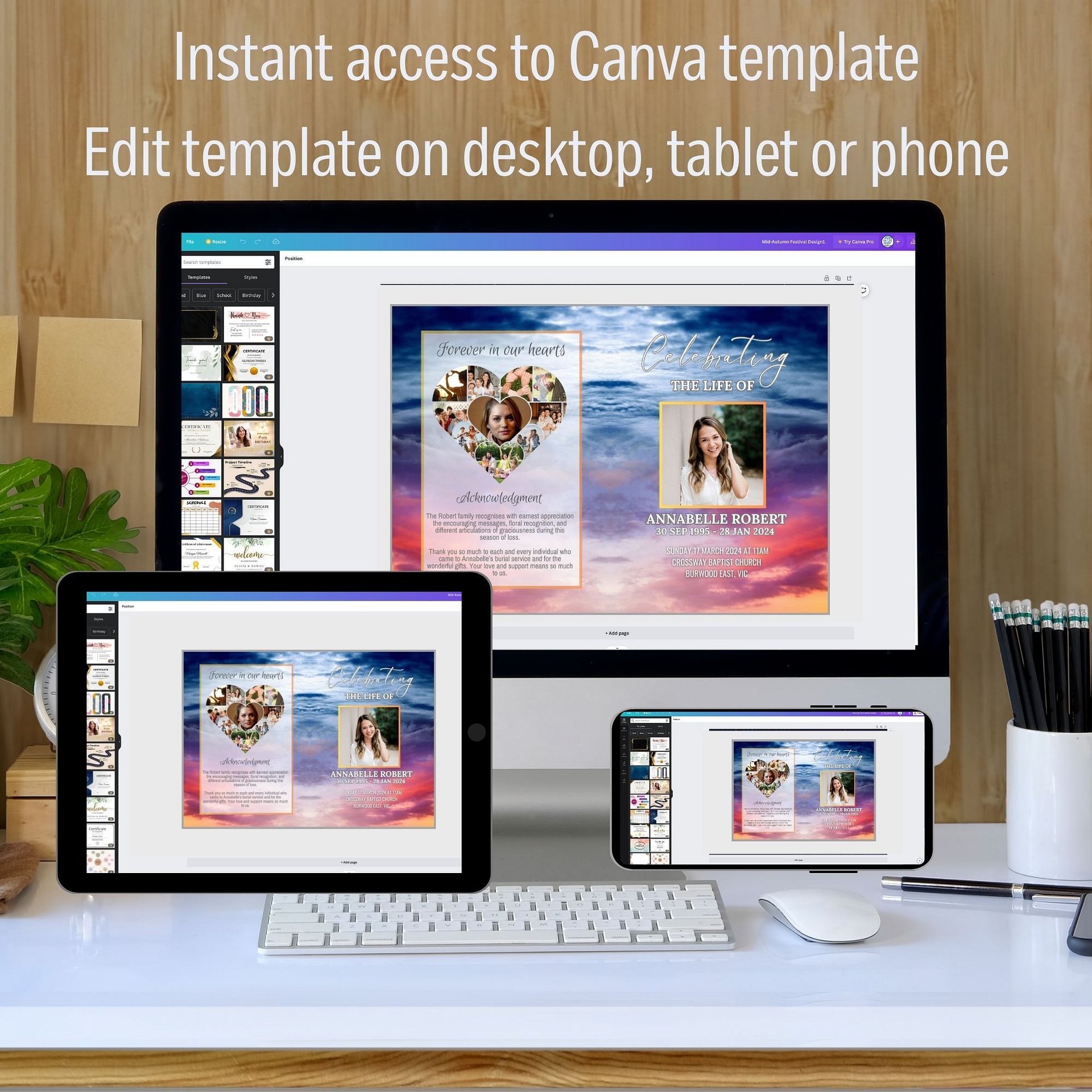 Magic Sky Funeral Program Canva Template product image (4)