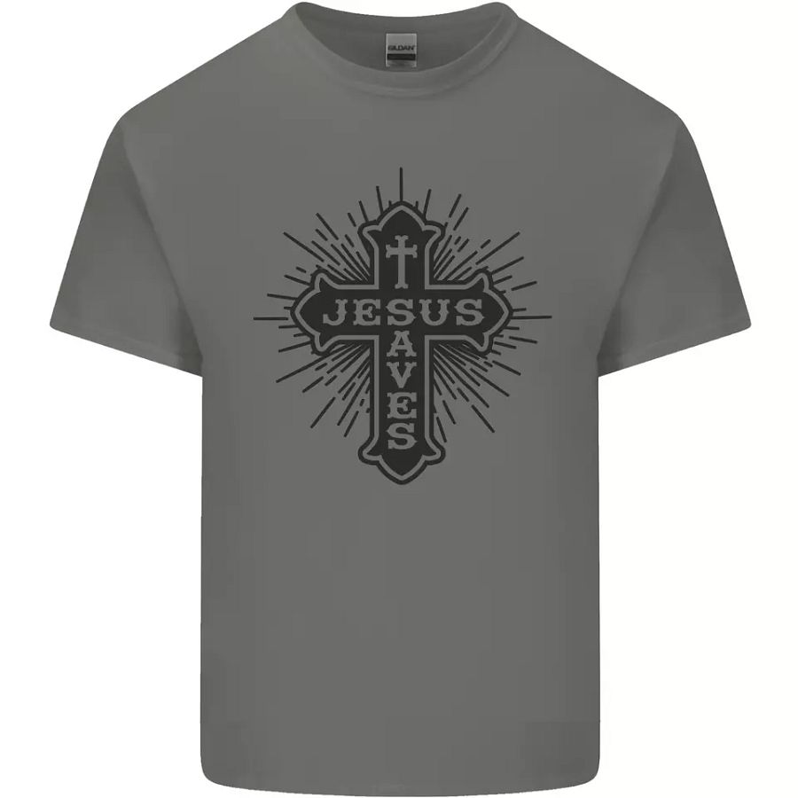 Jesus Saves Cross Christian Christianity Mens Cotton T-Shirt Tee Top product image (2)