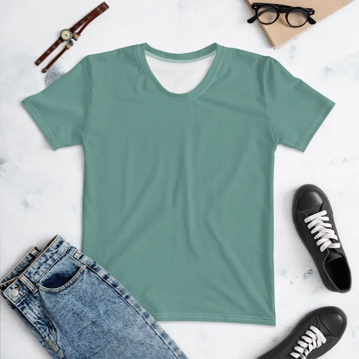 Plain Medium Teal Green Soft Summer Women's Crewneck Polyester Heavyweight Premium T-Shirt by Treasure Pie product image (1)
