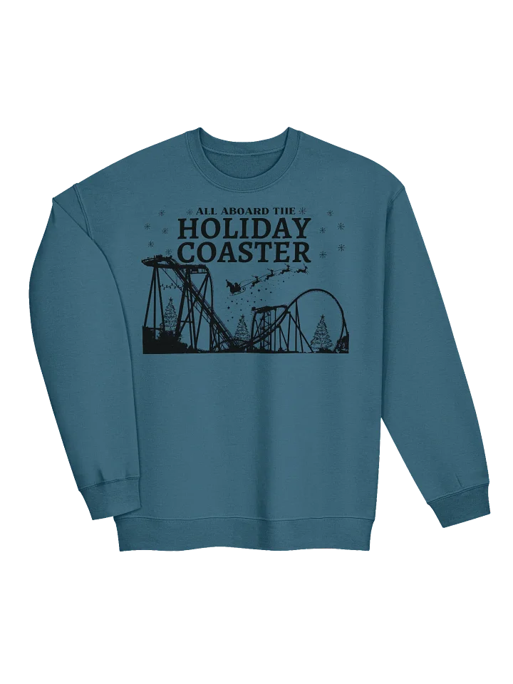 All Aboard the Holiday Coaster – Christmas Roller Coaster Sweatshirt with Santa Sleigh & Snowflakes product image (2)