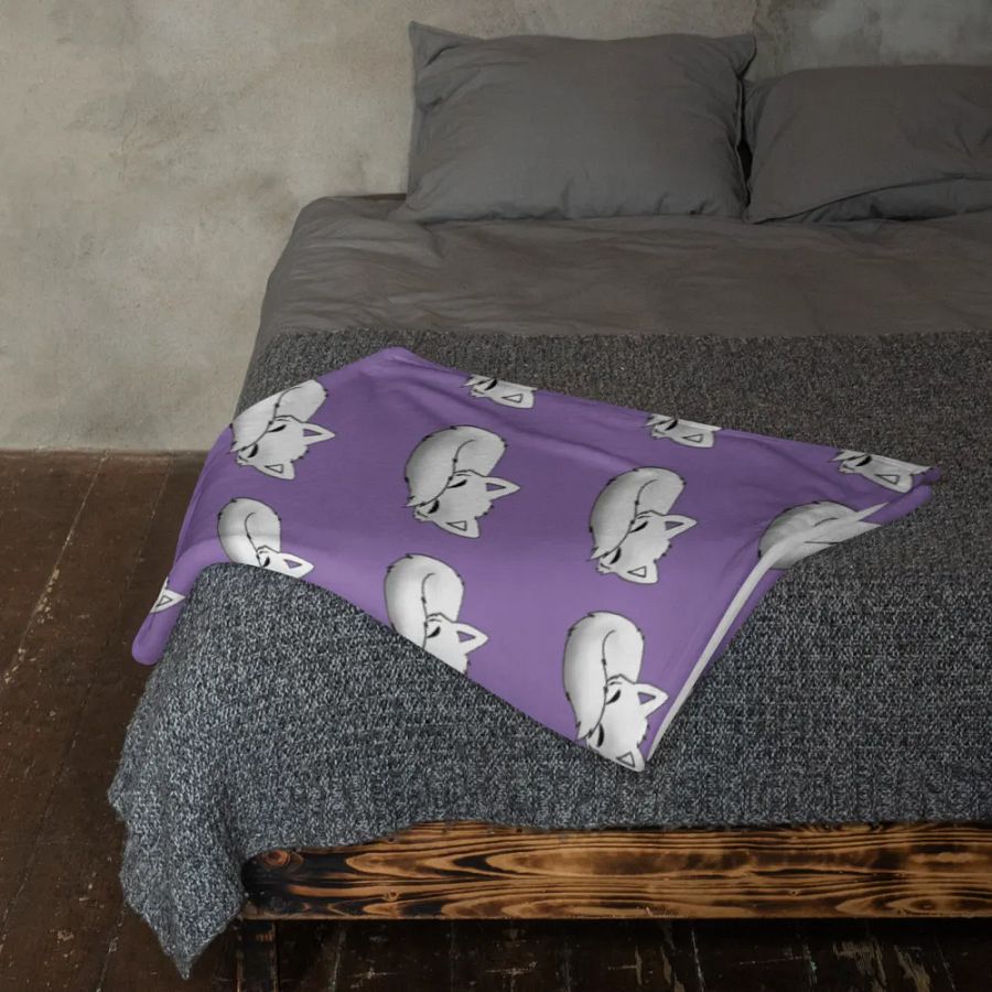 Sleepy Fox Throw Blanket with Purple Background product image (7)