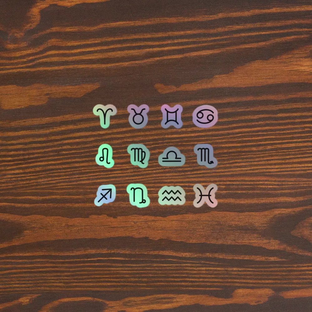 Zodiac Symbols (bubble style) - Holographic Sticker Set product image (5)
