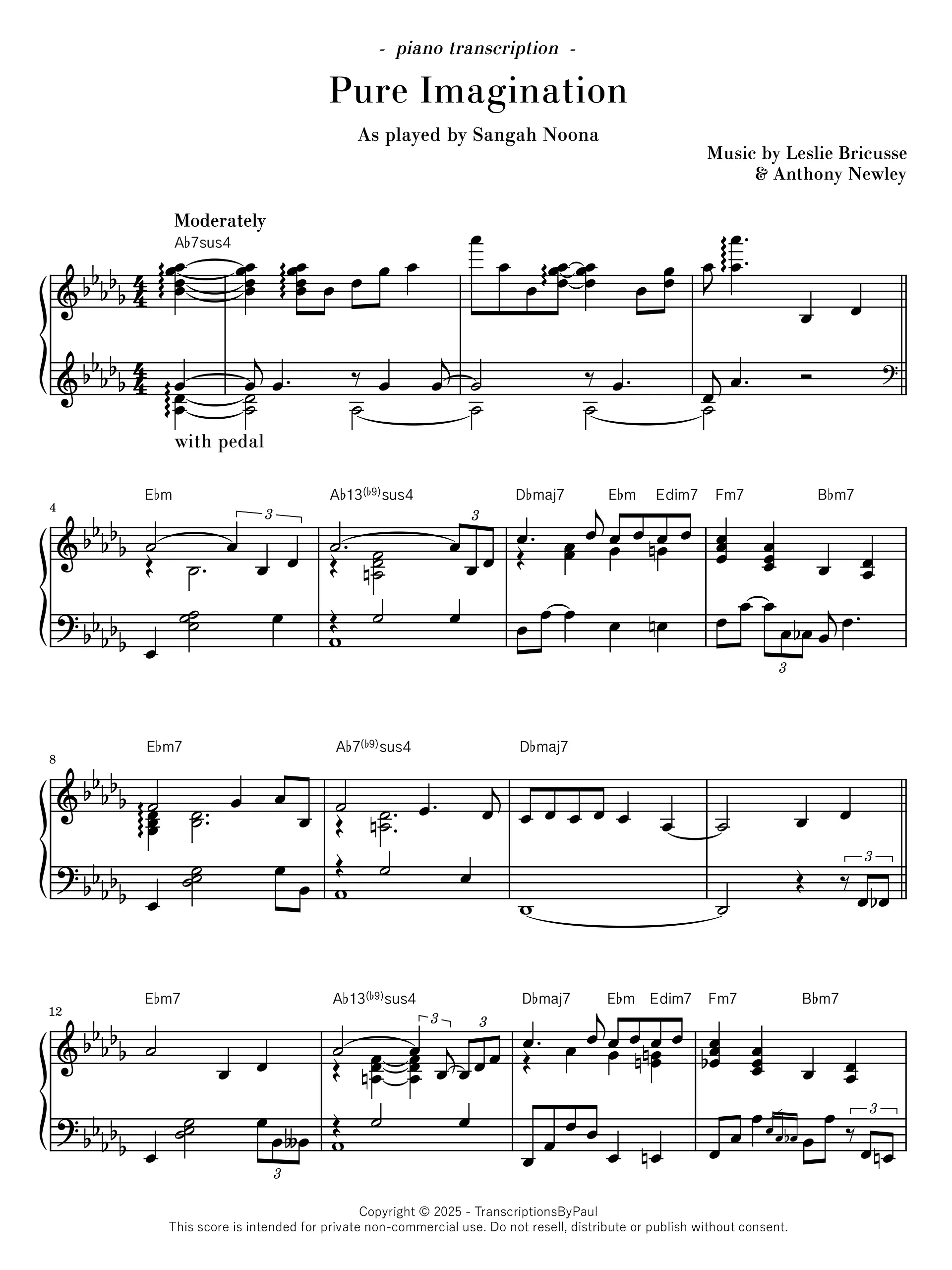 [D♭ major] Pure Imagination - Sangah Noona product image (1)