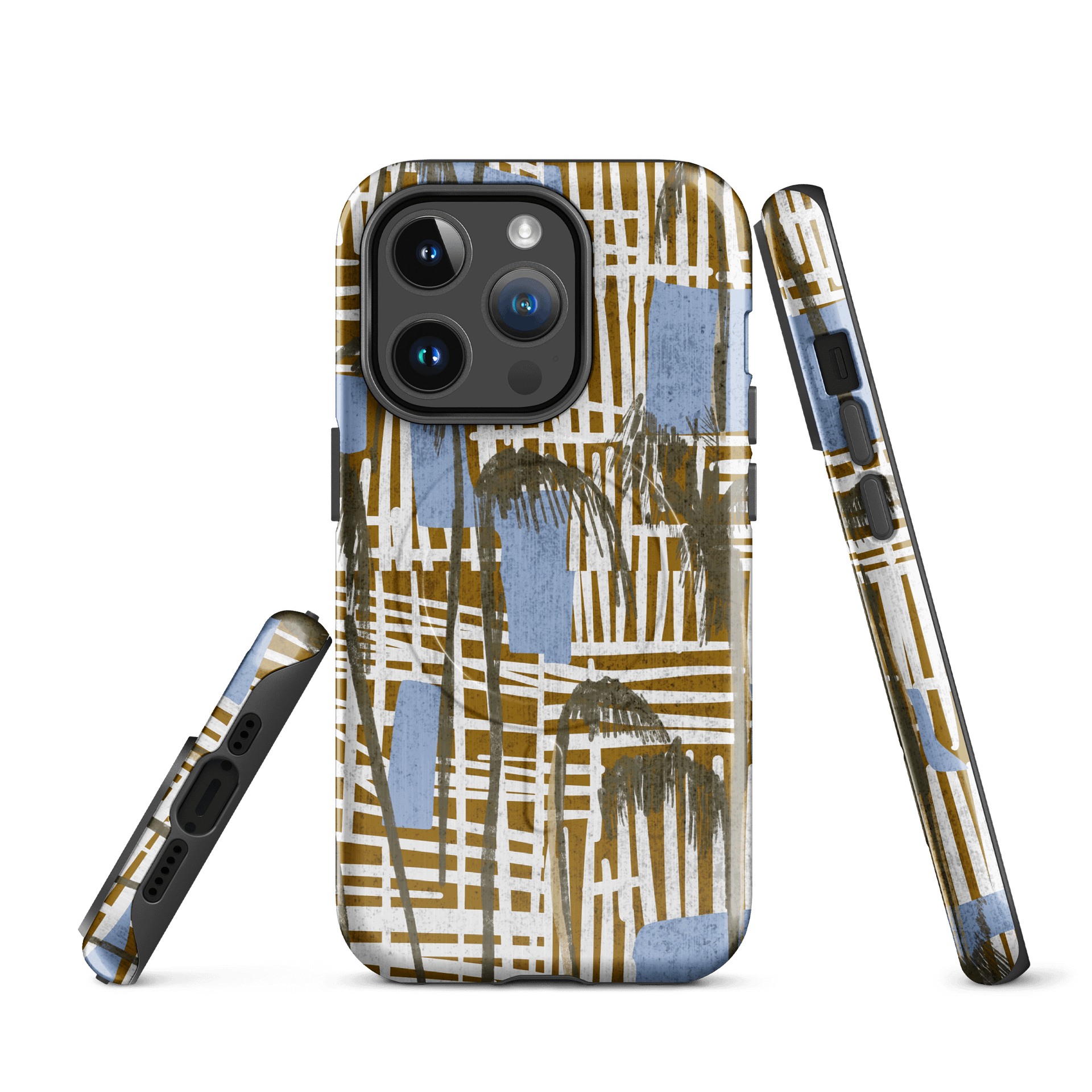 Tropical Palm Grid MagSafe® Tough Case in Azul product image (1)