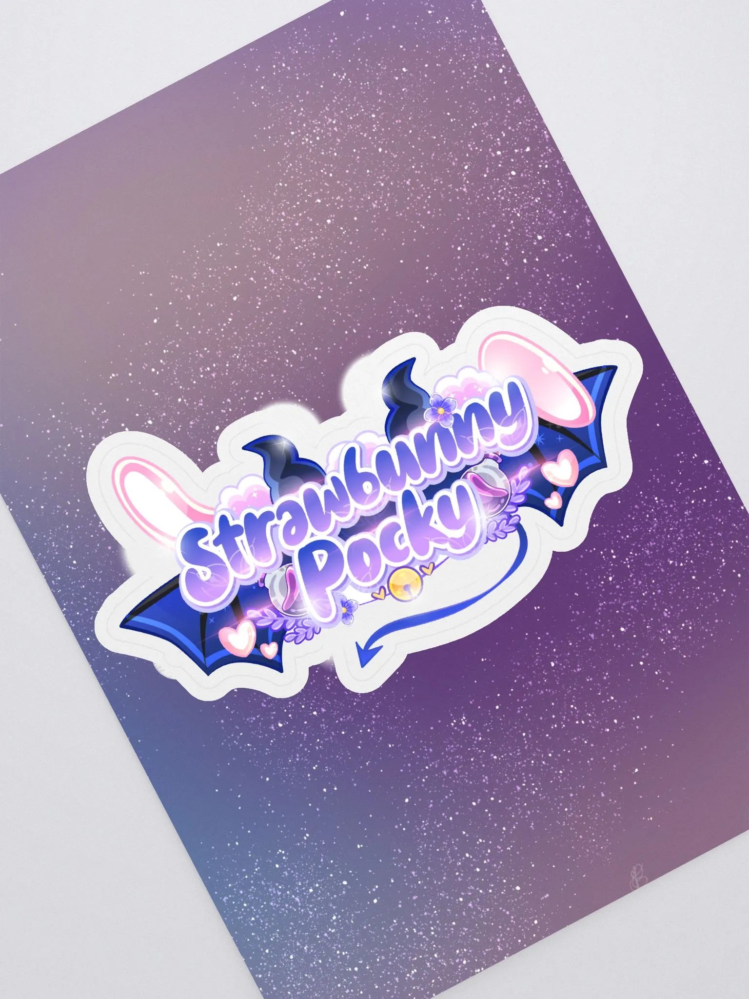 Strawbunny Pocky Kiss cut Sticker with Background product image (1)