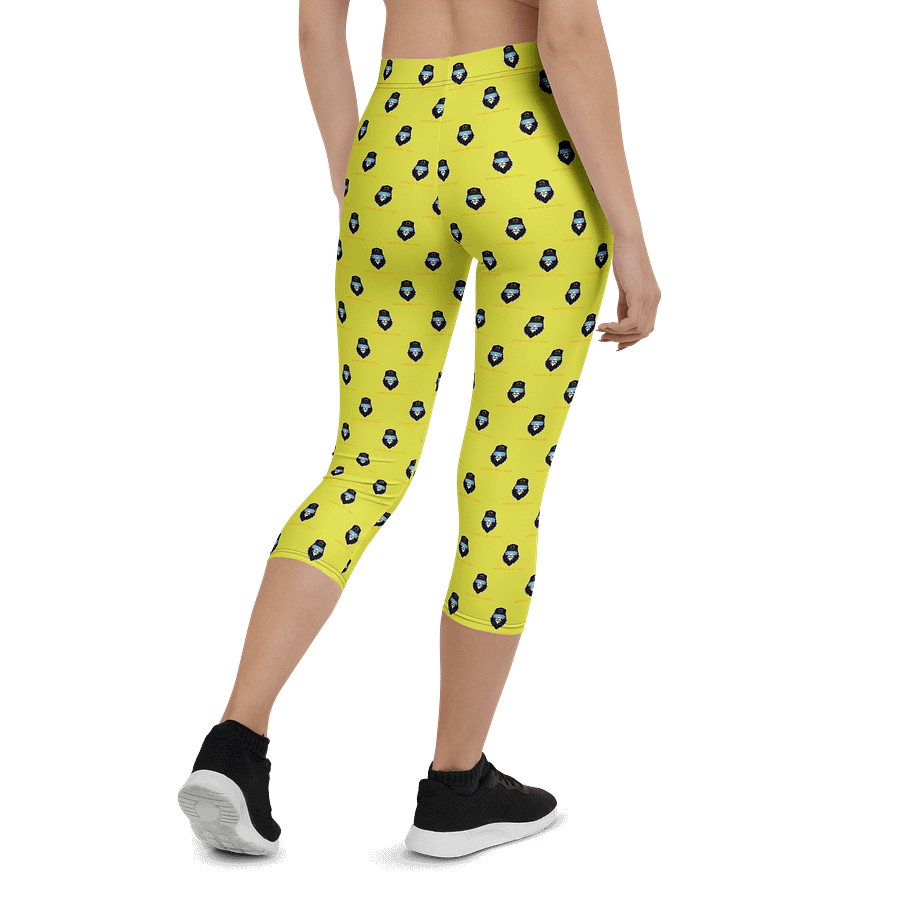Synthsquatch Fitness Bigfoot Monogram Logo All-Over Print Capri Leggings (Neon Yellow) product image (2)